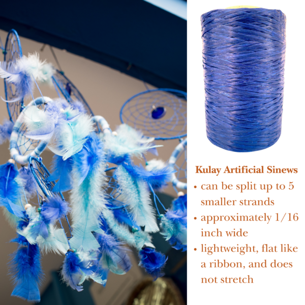 Kulay Artificial Deer Sinew Blue Waxed Flat Polyester Thread for Beading, Leather, Tie-dye Crafts and Sewing, Blue Sinue (5-Ply, 300 Yards or 900 Feet) - Image 4