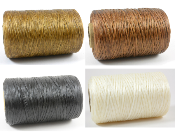 Pack of 4 - Kulay Artificial Deer Sinew Waxed Flat Polyester Thread for Beading, Leather, Tie-dye Crafts and Sewing, Natural Brown White Black Sinue (5-Ply, 300 Yards per Spool)