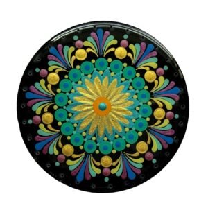 100% Handcrafted Wooden Basket Bases w/ Mandala Designs and Holes for Pine Needle Baskets and Wind Chimes, 4" Diameter; Pre-drilled