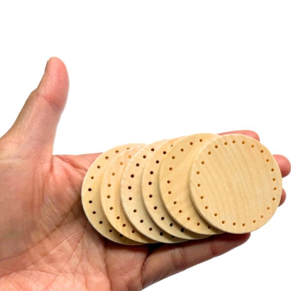 2 Inch Natural Wood Slices Unfinished Round Wood Coins w/ Holes for Pine Needle Baskets, and DIY Arts & Crafts Projects - Image 3