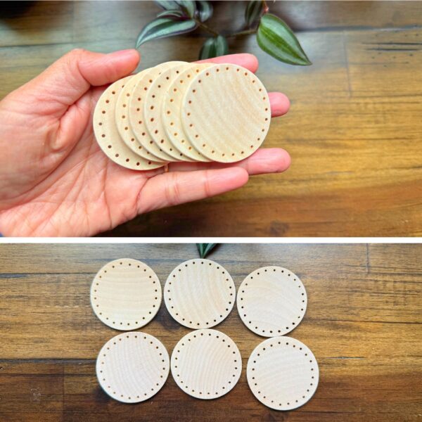 2 Inch Natural Wood Slices Unfinished Round Wood Coins w/ Holes for Pine Needle Baskets, and DIY Arts & Crafts Projects - Image 6